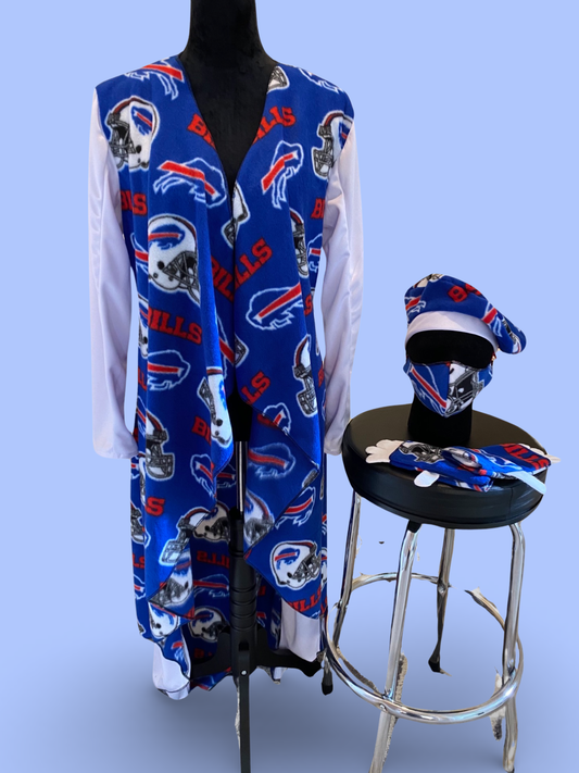 5 Piece Fleece Cardigan Set: Buffalo Bills Print