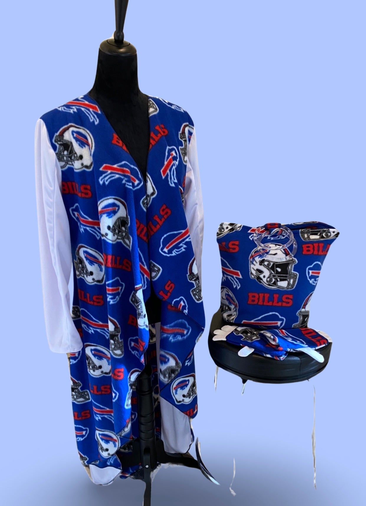 5 Piece Fleece Cardigan Set: Buffalo Bills Print