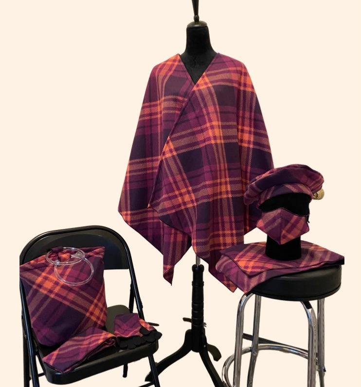 7pc Fleece Poncho Set