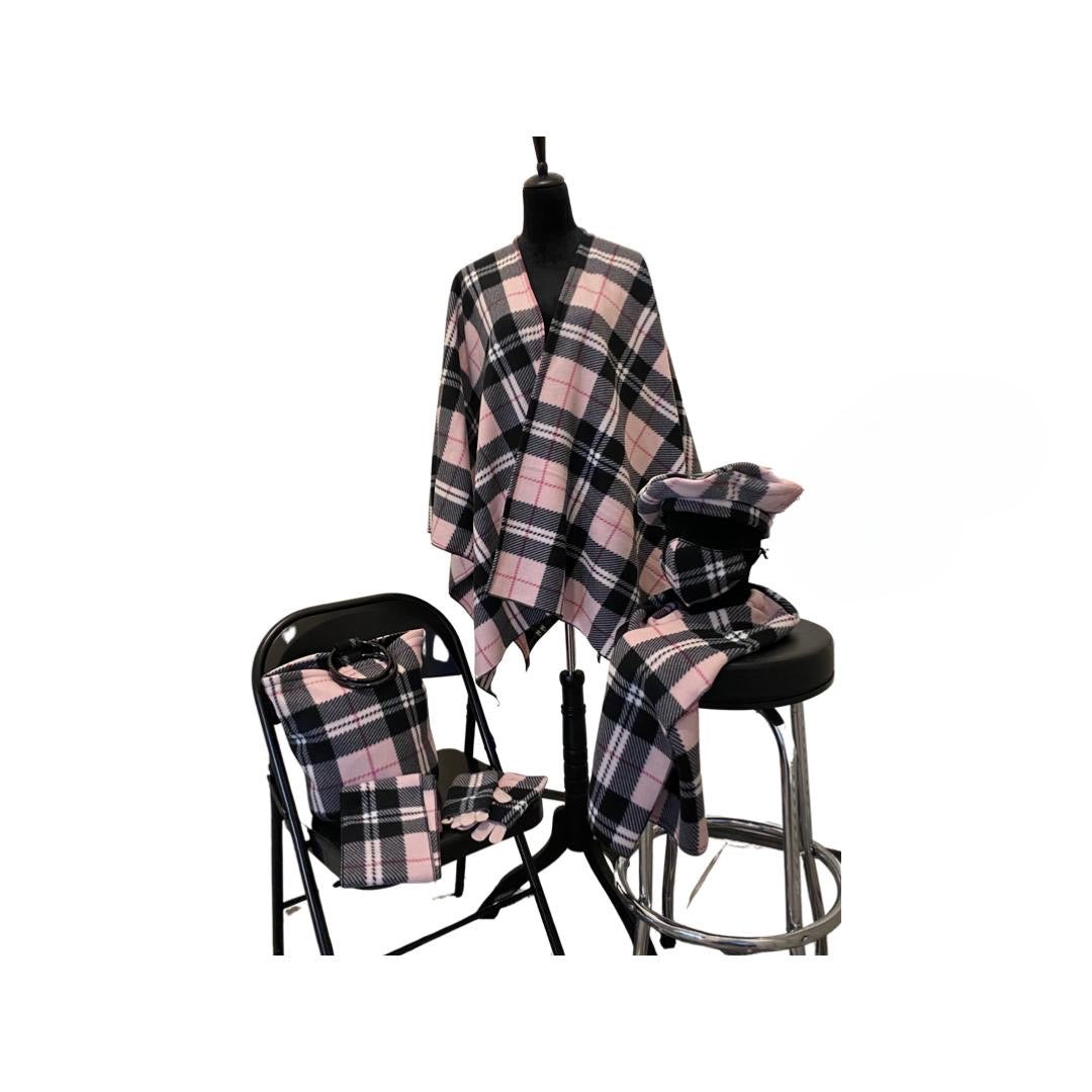 7pc Fleece Poncho Set